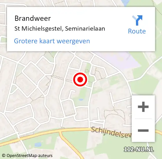 Locatie op kaart van de 112 melding: Brandweer St Michielsgestel, Seminarielaan op 5 juli 2014 16:31