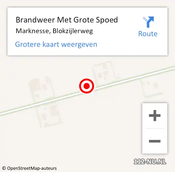 Locatie op kaart van de 112 melding: Brandweer Met Grote Spoed Naar Marknesse, Blokzijlerweg op 18 januari 2022 16:40