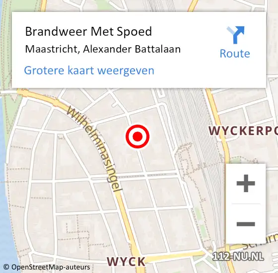 Locatie op kaart van de 112 melding: Brandweer Met Spoed Naar Maastricht, Alexander Battalaan op 18 januari 2022 17:05