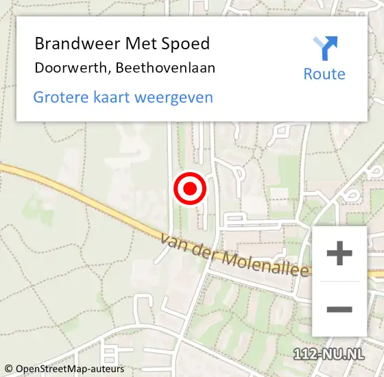 Locatie op kaart van de 112 melding: Brandweer Met Spoed Naar Doorwerth, Beethovenlaan op 18 januari 2022 17:05