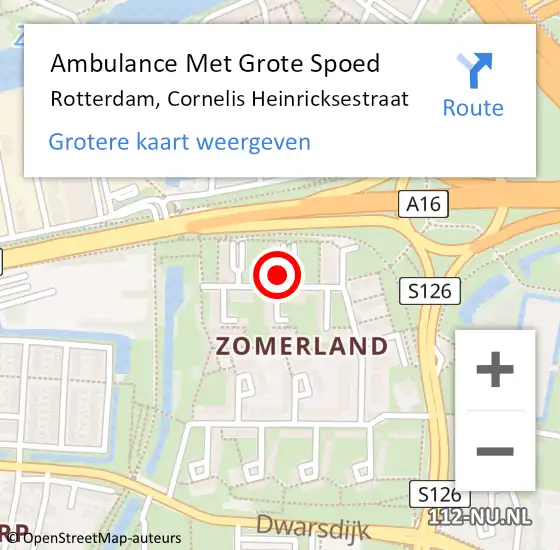 Locatie op kaart van de 112 melding: Ambulance Met Grote Spoed Naar Rotterdam, Cornelis Heinricksestraat op 18 januari 2022 17:29