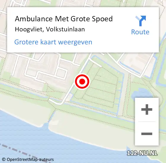 Locatie op kaart van de 112 melding: Ambulance Met Grote Spoed Naar Hoogvliet, Volkstuinlaan op 18 januari 2022 17:32