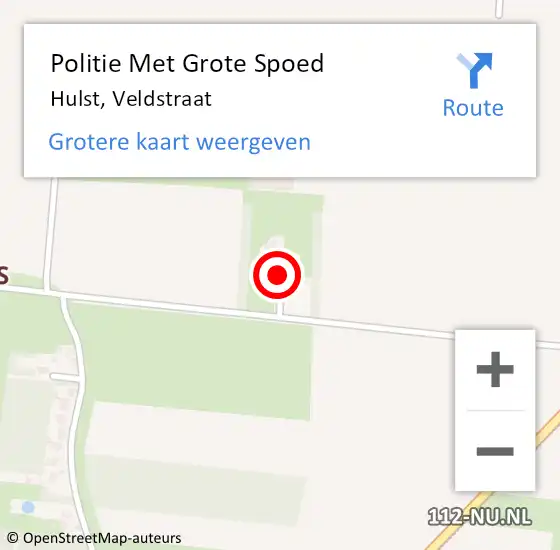 Locatie op kaart van de 112 melding: Politie Met Grote Spoed Naar Hulst, Veldstraat op 18 januari 2022 17:50