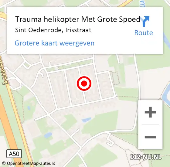 Locatie op kaart van de 112 melding: Trauma helikopter Met Grote Spoed Naar Sint Oedenrode, Irisstraat op 18 januari 2022 17:56