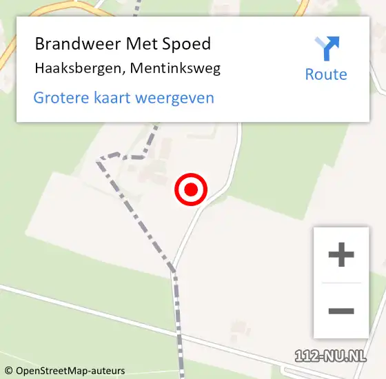 Locatie op kaart van de 112 melding: Brandweer Met Spoed Naar Haaksbergen, Mentinksweg op 18 januari 2022 18:01