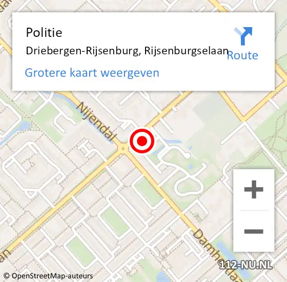 Locatie op kaart van de 112 melding: Politie Driebergen-Rijsenburg, Rijsenburgselaan op 18 januari 2022 18:02