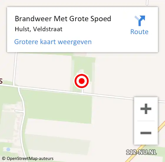 Locatie op kaart van de 112 melding: Brandweer Met Grote Spoed Naar Hulst, Veldstraat op 18 januari 2022 18:04