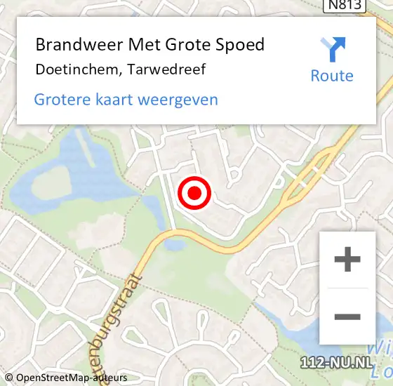 Locatie op kaart van de 112 melding: Brandweer Met Grote Spoed Naar Doetinchem, Tarwedreef op 18 januari 2022 18:57