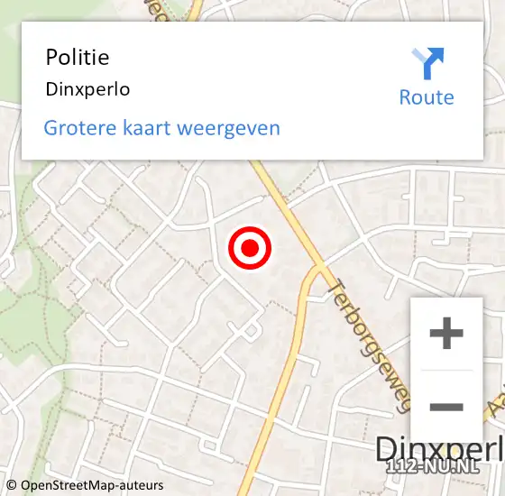Locatie op kaart van de 112 melding: Politie Dinxperlo op 18 januari 2022 19:01