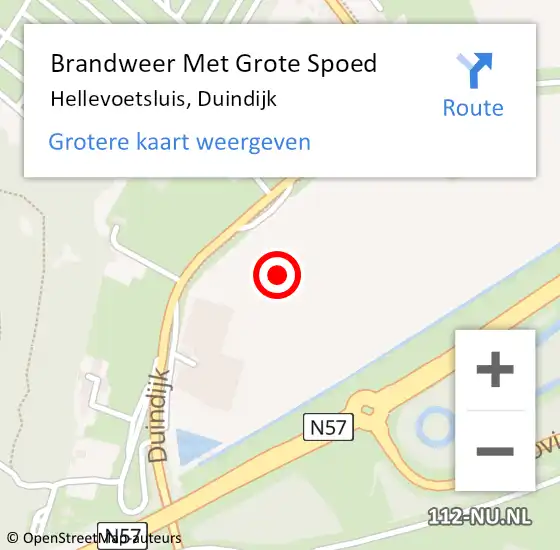 Locatie op kaart van de 112 melding: Brandweer Met Grote Spoed Naar Hellevoetsluis, Duindijk op 18 januari 2022 19:21