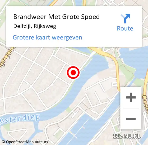 Locatie op kaart van de 112 melding: Brandweer Met Grote Spoed Naar Delfzijl, Rijksweg op 18 januari 2022 19:21