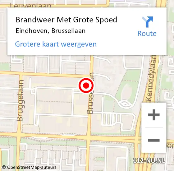 Locatie op kaart van de 112 melding: Brandweer Met Grote Spoed Naar Eindhoven, Brussellaan op 18 januari 2022 19:27