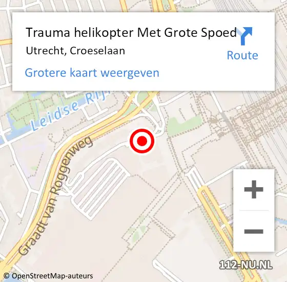 Locatie op kaart van de 112 melding: Trauma helikopter Met Grote Spoed Naar Utrecht, Croeselaan op 18 januari 2022 19:32