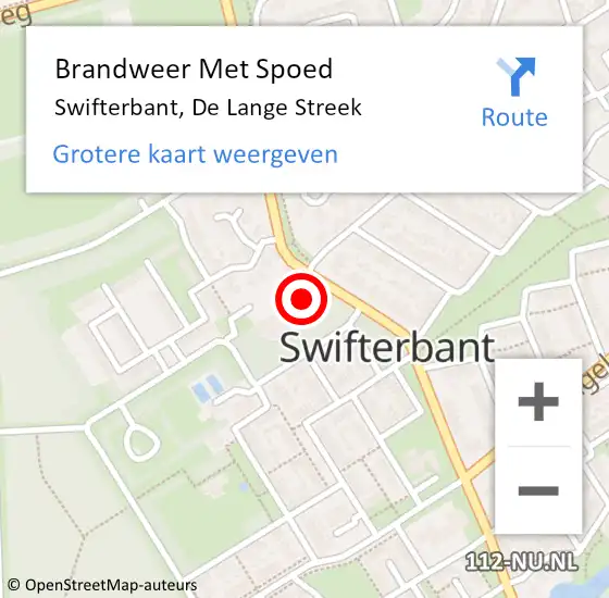 Locatie op kaart van de 112 melding: Brandweer Met Spoed Naar Swifterbant, De Lange Streek op 18 januari 2022 19:35