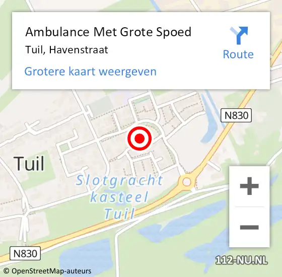 Locatie op kaart van de 112 melding: Ambulance Met Grote Spoed Naar Tuil, Havenstraat op 18 januari 2022 19:39