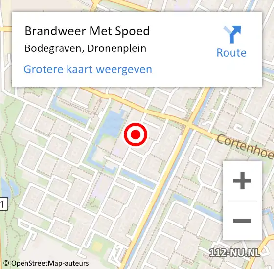 Locatie op kaart van de 112 melding: Brandweer Met Spoed Naar Bodegraven, Dronenplein op 18 januari 2022 19:41