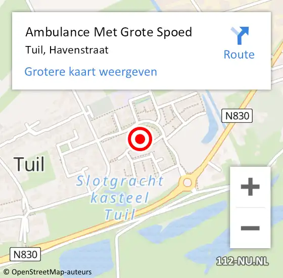 Locatie op kaart van de 112 melding: Ambulance Met Grote Spoed Naar Tuil, Havenstraat op 18 januari 2022 19:54