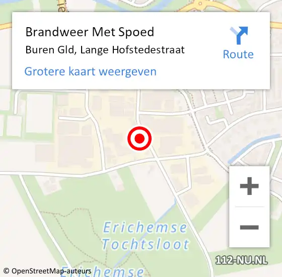 Locatie op kaart van de 112 melding: Brandweer Met Spoed Naar Buren Gld, Lange Hofstedestraat op 5 juli 2014 16:53