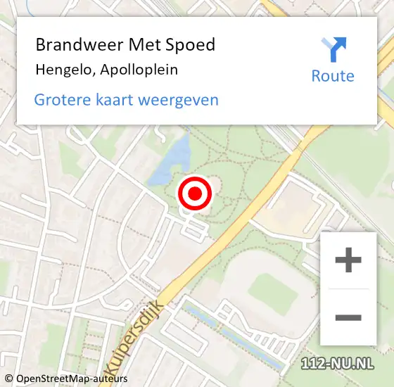 Locatie op kaart van de 112 melding: Brandweer Met Spoed Naar Hengelo, Apolloplein op 18 januari 2022 20:24