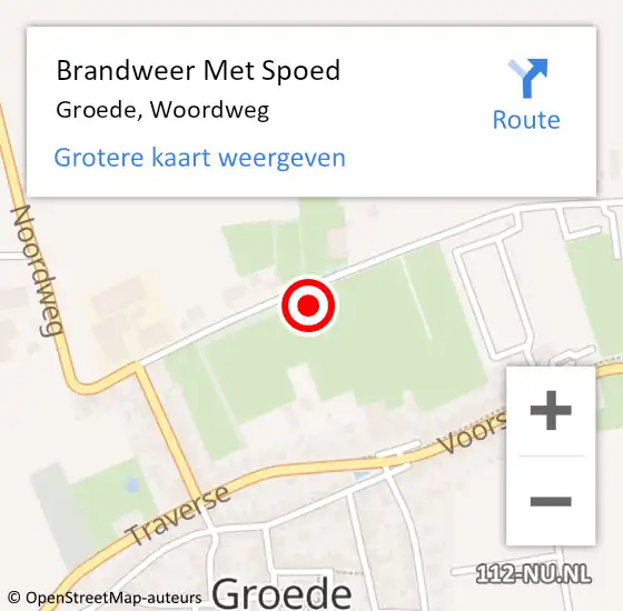 Locatie op kaart van de 112 melding: Brandweer Met Spoed Naar Groede, Woordweg op 18 januari 2022 20:29