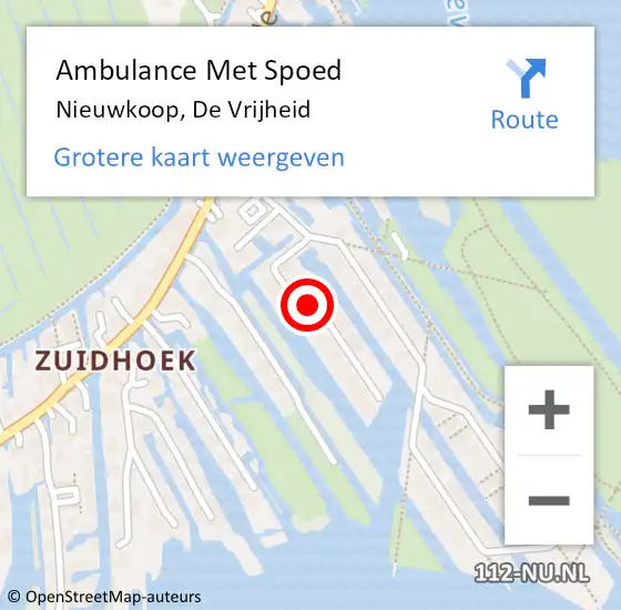 Locatie op kaart van de 112 melding: Ambulance Met Spoed Naar Nieuwkoop, De Vrijheid op 18 januari 2022 20:59