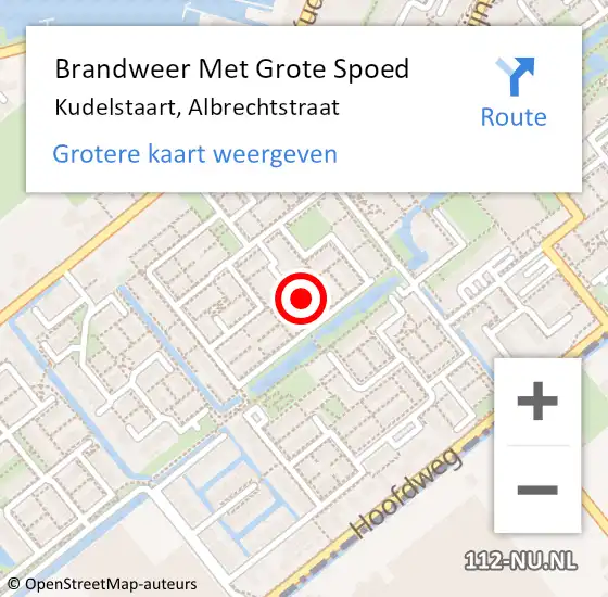 Locatie op kaart van de 112 melding: Brandweer Met Grote Spoed Naar Kudelstaart, Albrechtstraat op 18 januari 2022 21:12