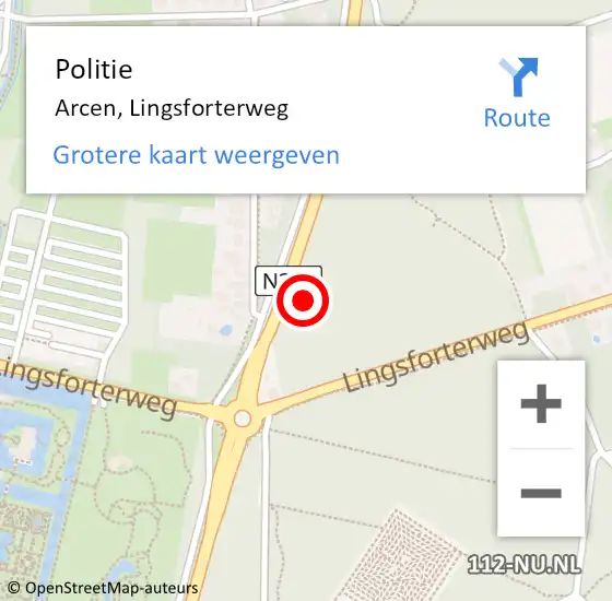 Locatie op kaart van de 112 melding: Politie Arcen, Lingsforterweg op 18 januari 2022 21:17