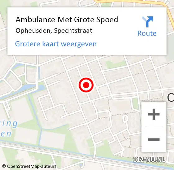 Locatie op kaart van de 112 melding: Ambulance Met Grote Spoed Naar Opheusden, Spechtstraat op 18 januari 2022 21:52