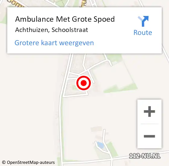 Locatie op kaart van de 112 melding: Ambulance Met Grote Spoed Naar Achthuizen, Schoolstraat op 18 januari 2022 22:34