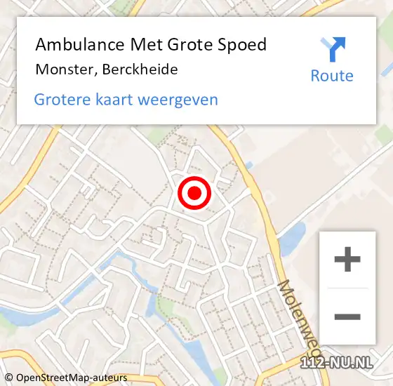 Locatie op kaart van de 112 melding: Ambulance Met Grote Spoed Naar Monster, Berckheide op 18 januari 2022 23:01