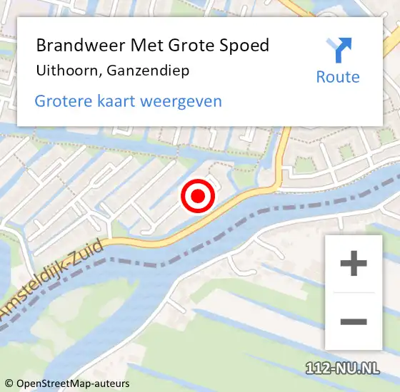 Locatie op kaart van de 112 melding: Brandweer Met Grote Spoed Naar Uithoorn, Ganzendiep op 18 januari 2022 23:04