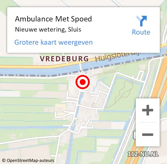 Locatie op kaart van de 112 melding: Ambulance Met Spoed Naar Nieuwe wetering, Sluis op 5 juli 2014 17:07