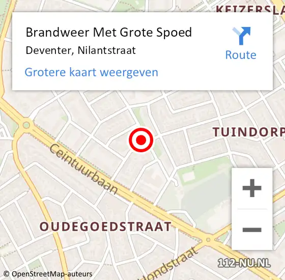 Locatie op kaart van de 112 melding: Brandweer Met Grote Spoed Naar Deventer, Nilantstraat op 19 januari 2022 00:56