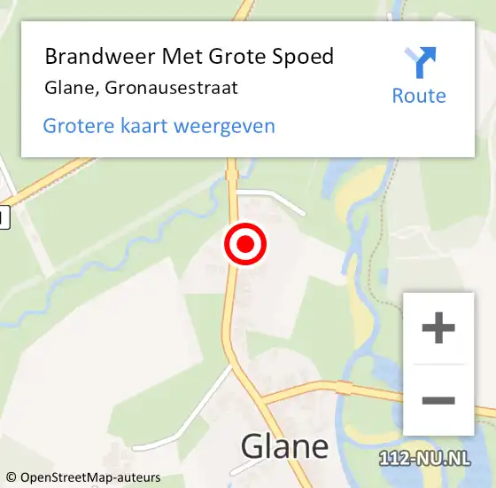 Locatie op kaart van de 112 melding: Brandweer Met Grote Spoed Naar Glane, Gronausestraat op 19 januari 2022 01:38