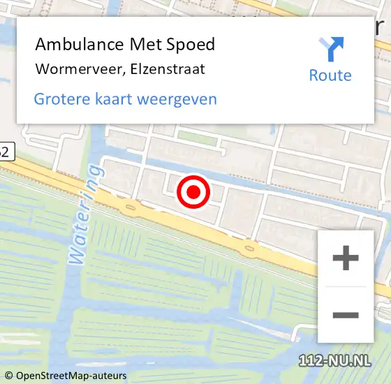 Locatie op kaart van de 112 melding: Ambulance Met Spoed Naar Wormerveer, Elzenstraat op 19 januari 2022 02:32