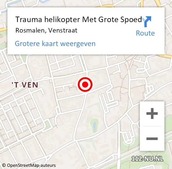 Locatie op kaart van de 112 melding: Trauma helikopter Met Grote Spoed Naar Rosmalen, Venstraat op 19 januari 2022 02:42