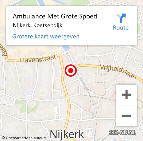 Locatie op kaart van de 112 melding: Ambulance Met Grote Spoed Naar Nijkerk, Koetsendijk op 19 januari 2022 02:53