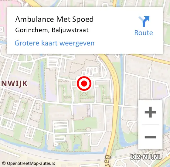 Locatie op kaart van de 112 melding: Ambulance Met Spoed Naar Gorinchem, Baljuwstraat op 19 januari 2022 04:07