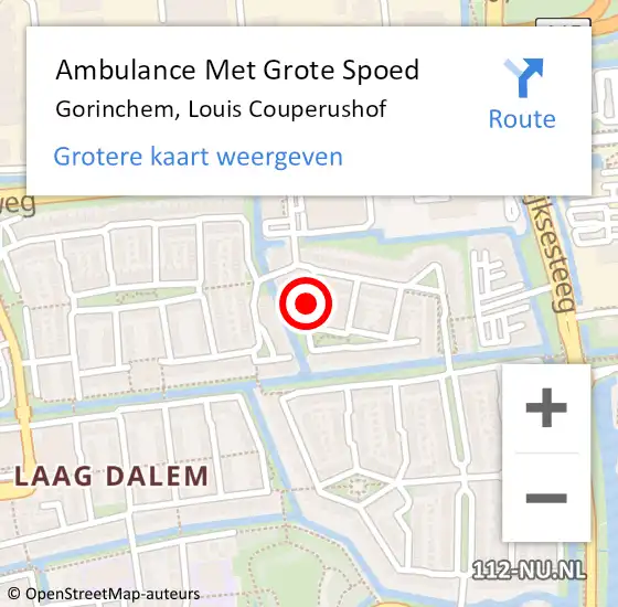 Locatie op kaart van de 112 melding: Ambulance Met Grote Spoed Naar Gorinchem, Louis Couperushof op 19 januari 2022 06:36