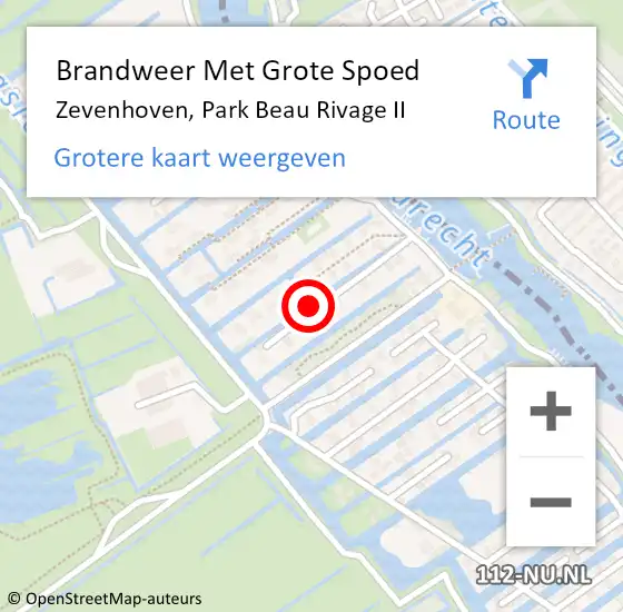 Locatie op kaart van de 112 melding: Brandweer Met Grote Spoed Naar Zevenhoven, Park Beau Rivage II op 19 januari 2022 07:11