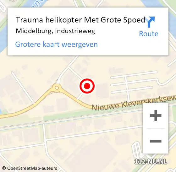 Locatie op kaart van de 112 melding: Trauma helikopter Met Grote Spoed Naar Middelburg, Industrieweg op 19 januari 2022 07:56