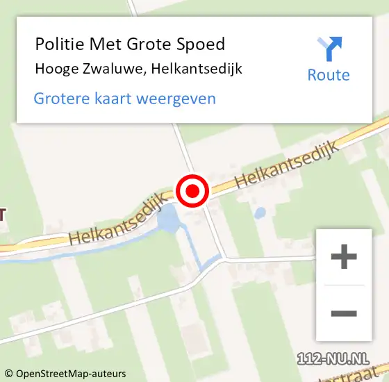 Locatie op kaart van de 112 melding: Politie Met Grote Spoed Naar Hooge Zwaluwe, Helkantsedijk op 19 januari 2022 08:11