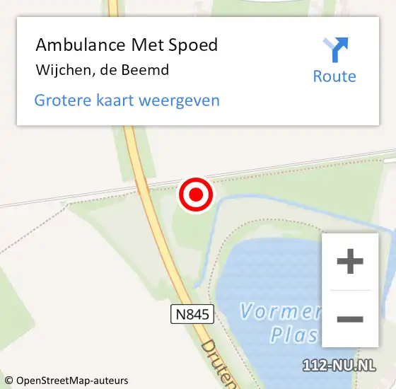 Locatie op kaart van de 112 melding: Ambulance Met Spoed Naar Wijchen, de Beemd op 19 januari 2022 08:14