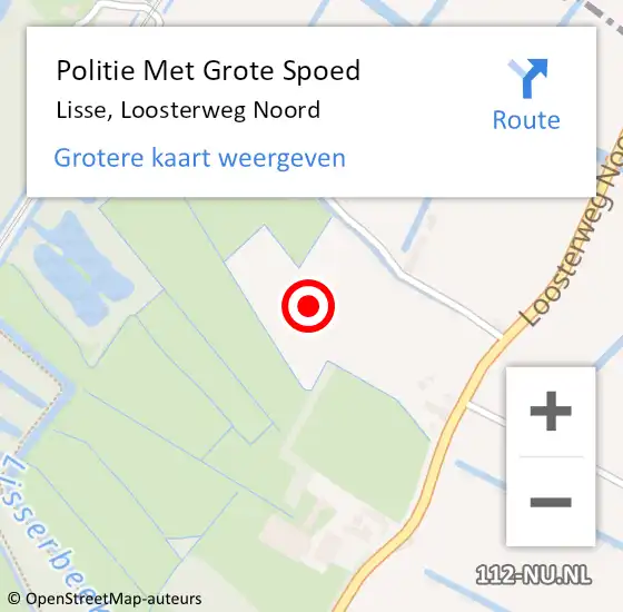 Locatie op kaart van de 112 melding: Politie Met Grote Spoed Naar Lisse, Loosterweg Noord op 19 januari 2022 08:25