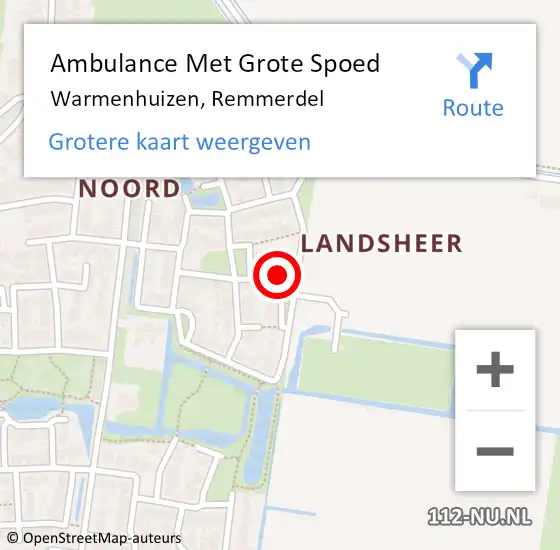 Locatie op kaart van de 112 melding: Ambulance Met Grote Spoed Naar Warmenhuizen, Remmerdel op 19 januari 2022 08:46