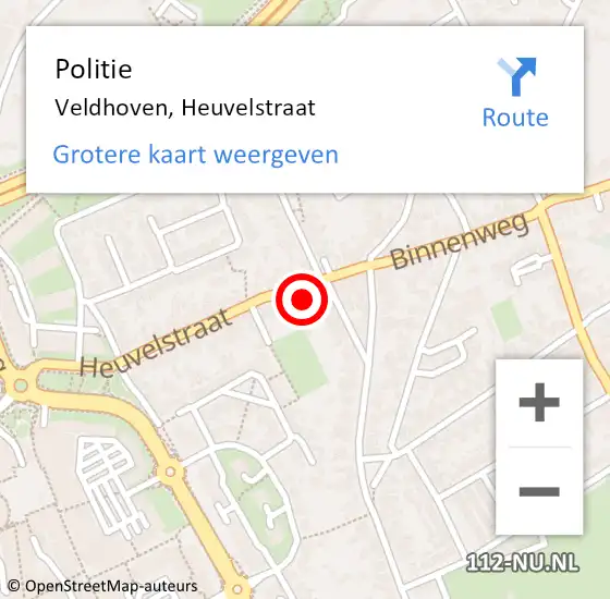 Locatie op kaart van de 112 melding: Politie Veldhoven, Heuvelstraat op 19 januari 2022 09:24