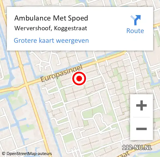Locatie op kaart van de 112 melding: Ambulance Met Spoed Naar Wervershoof, Koggestraat op 19 januari 2022 09:28