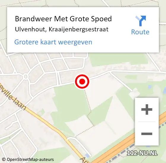 Locatie op kaart van de 112 melding: Brandweer Met Grote Spoed Naar Ulvenhout, Kraaijenbergsestraat op 19 januari 2022 09:32