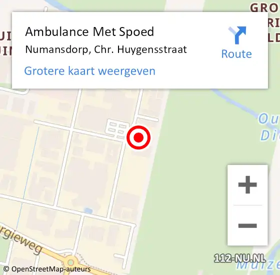 Locatie op kaart van de 112 melding: Ambulance Met Spoed Naar Numansdorp, Chr. Huygensstraat op 19 januari 2022 10:04