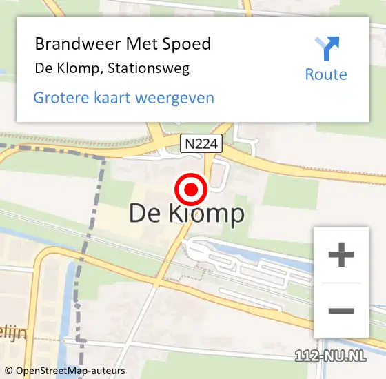 Locatie op kaart van de 112 melding: Brandweer Met Spoed Naar De Klomp, Stationsweg op 19 januari 2022 10:07